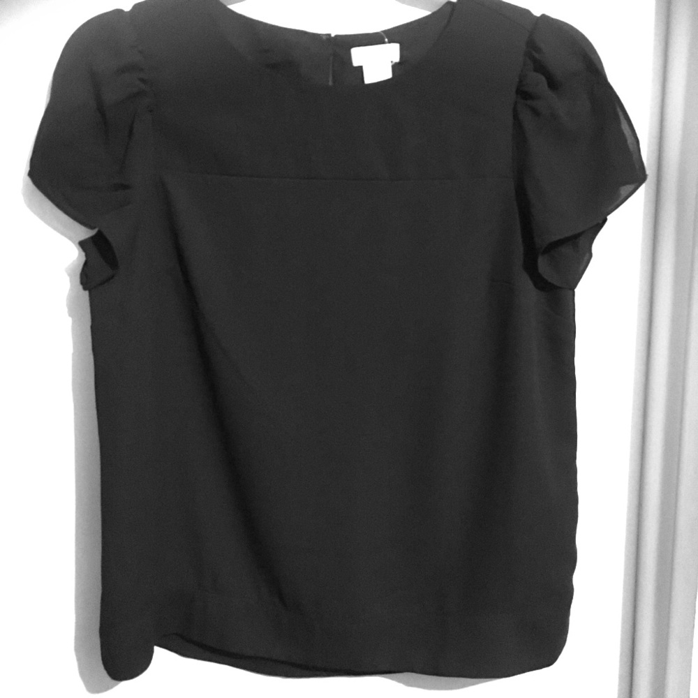NWT J.Crew tulip-sleeve top black 00